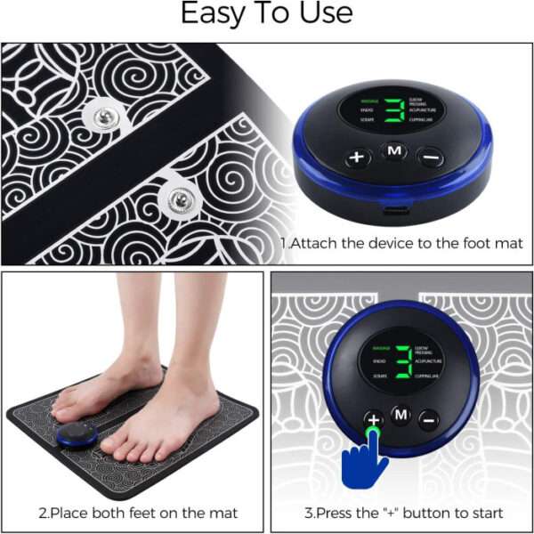 Electric EMS Foot Massager Pad Portable Foldable Massage Mat Muscle Stimulation Improve Blood Circulation Relief Pain Relax