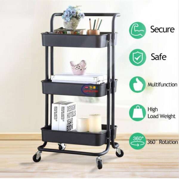 3 Layer Trolley Rack (Black Colour)