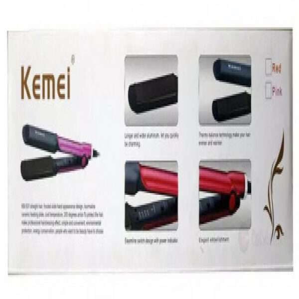 Kemei KM-531 Professional Hair Straightener - Black and Red