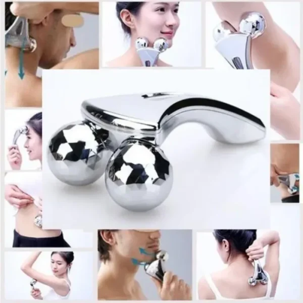 Silver 3d Roller Face Massager XC-206, 360 Rotate Silver Thin Face Full Body Shape Massager Lifting Wrinkle Remover Facial Massage Relaxation Tool