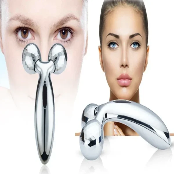 Silver 3d Roller Face Massager XC-206, 360 Rotate Silver Thin Face Full Body Shape Massager Lifting Wrinkle Remover Facial Massage Relaxation Tool