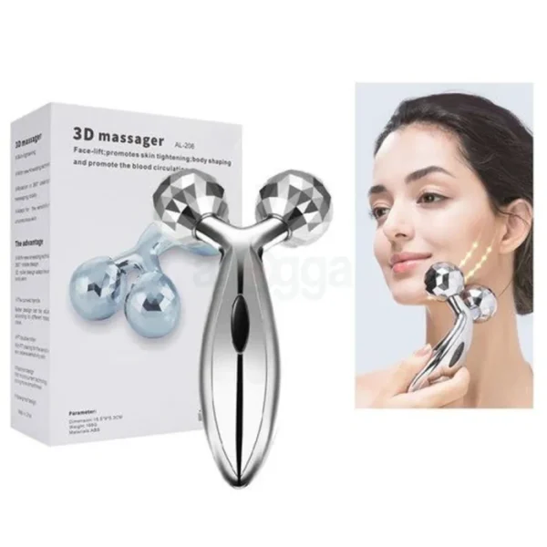 Silver 3d Roller Face Massager XC-206, 360 Rotate Silver Thin Face Full Body Shape Massager Lifting Wrinkle Remover Facial Massage Relaxation Tool