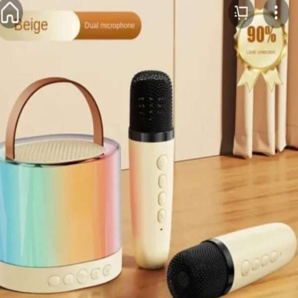 K52 Wireless Bluetooth Speaker Multifunction with 2 Microphone RGB Portable Music Player Karaoke Machine for Child Home Gift