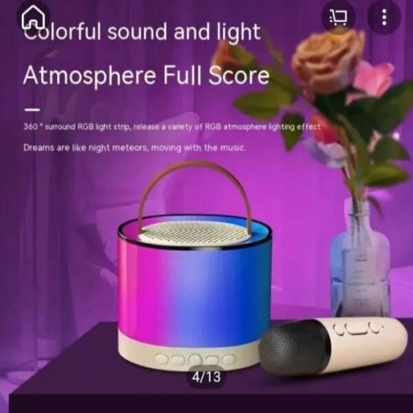 K52 Wireless Bluetooth Speaker Multifunction with 2 Microphone RGB Portable Music Player Karaoke Machine for Child Home Gift