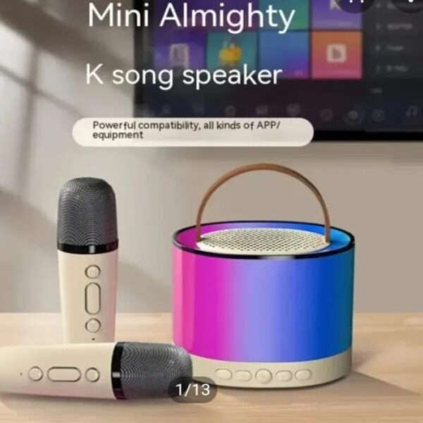 K52 Wireless Bluetooth Speaker Multifunction with 2 Microphone RGB Portable Music Player Karaoke Machine for Child Home Gift