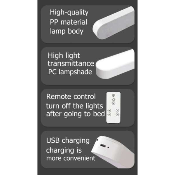 828 Rechargeable Reading LED Night Light Desk Lamp USB Stand Light for Bedroom Magnetic DimmingTable Lamp Computer Study Office