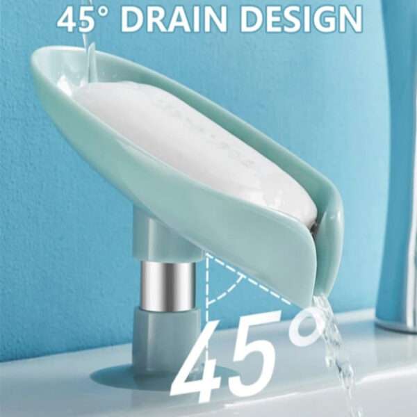 Soap Holder Drain Water Soap Dish Leaf Shape Soap Box Shower Soap Drainer Suction Cup Soap Container Modern Bathroom Accessories