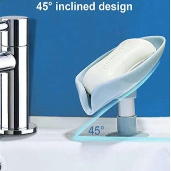 Soap Holder Drain Water Soap Dish Leaf Shape Soap Box Shower Soap Drainer Suction Cup Soap Container Modern Bathroom Accessories