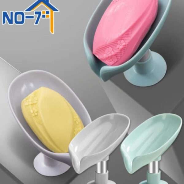 Soap Holder Drain Water Soap Dish Leaf Shape Soap Box Shower Soap Drainer Suction Cup Soap Container Modern Bathroom Accessories